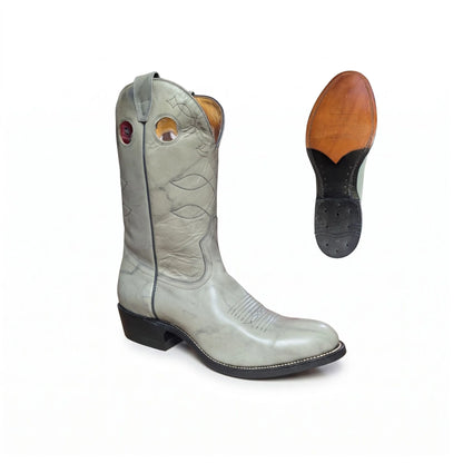 Boulet Women's Distressed Grey Leather Western Boot - Clearance