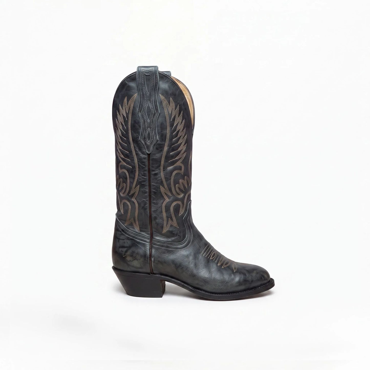Boulet Women's Distressed Charcoal Leather Western Boot - Clearance