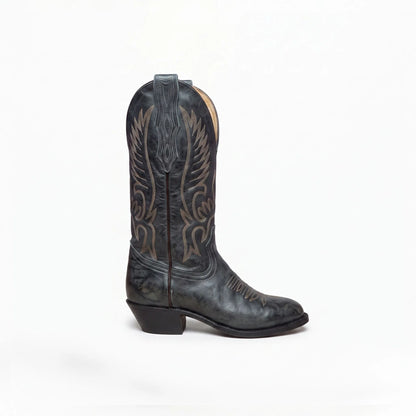 Boulet Women's Distressed Charcoal Leather Western Boot - Clearance
