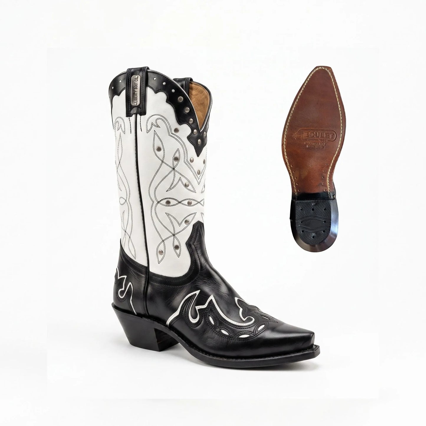 Boulet Women's Two-Tone Studded Western Boot - Clearance