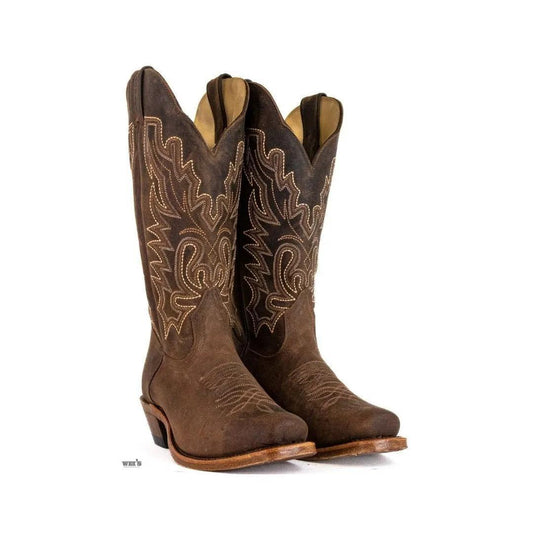 Boulet women's oiled cowhide boots, side profile view highlighting the natural leather texture.
