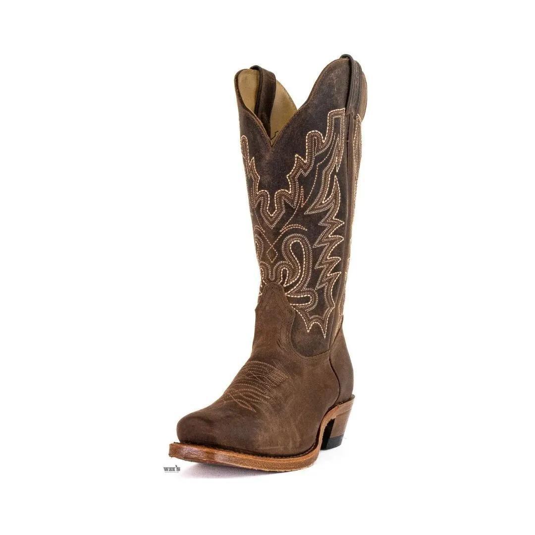 Boulet women's oiled cowhide boots, back view showing the rear seam and heel.
