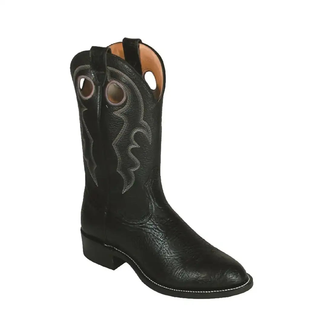 Boulet Men's Black Cowboy Boot Round Toe