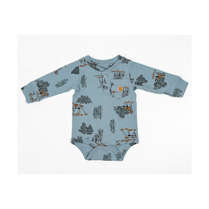 Carhartt Kid's Dog Print Long-Sleeve Henley Bodysuit