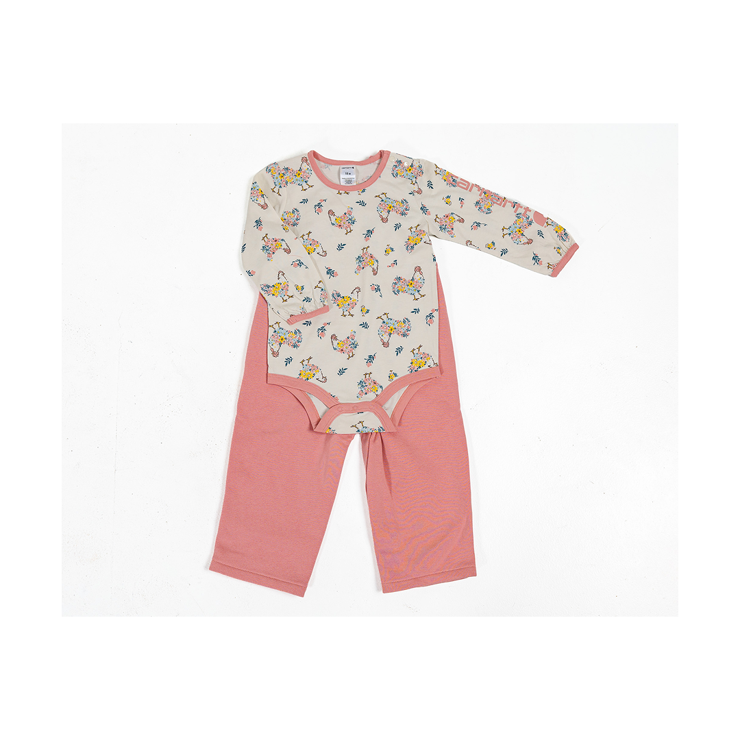 Carhartt Kid's Flowered Chickens Long-Sleeve Overall Set