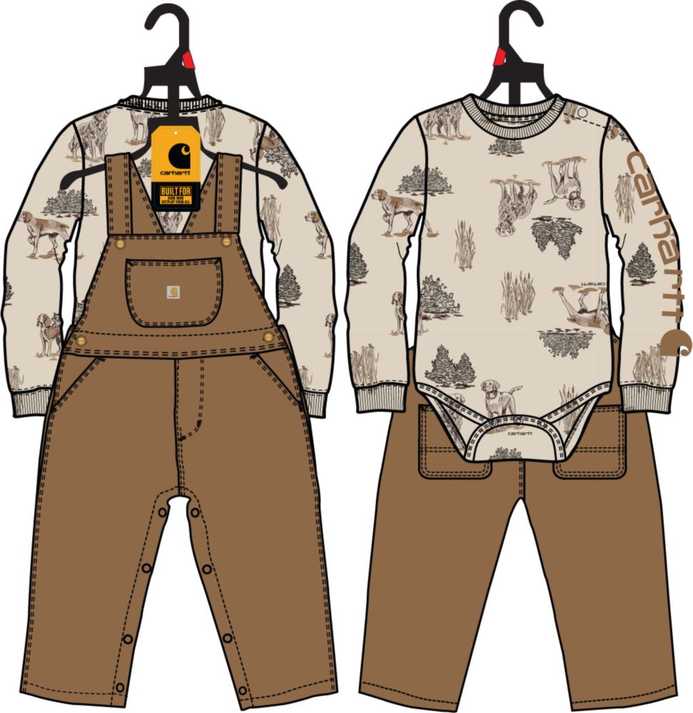 Carhartt Kid's Long-Sleeve Bodysuit and Fleece Overall Set