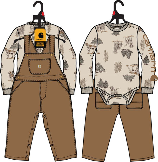 Carhartt Kid's Long-Sleeve Bodysuit and Fleece Overall Set
