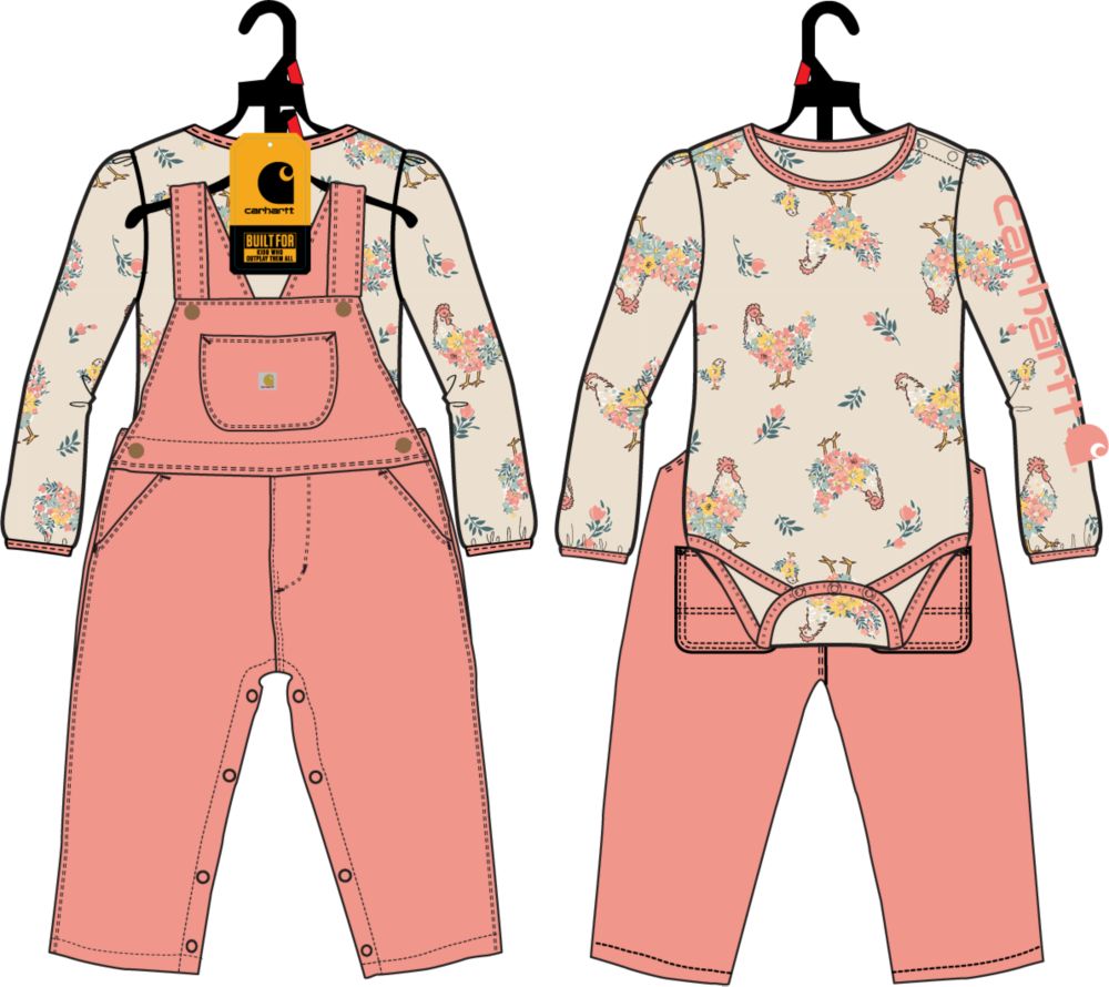 Carhartt Kid's Long-Sleeve Bodysuit and Fleece Overall Set