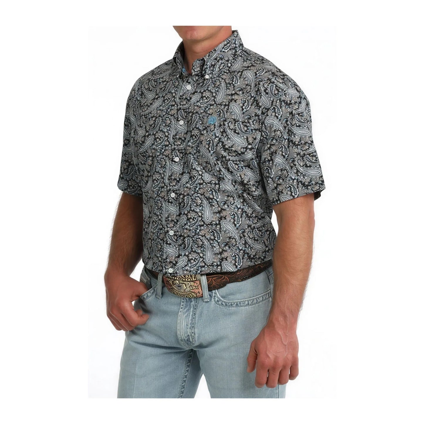 Cinch Men's Short Sleeves Paisley Print
