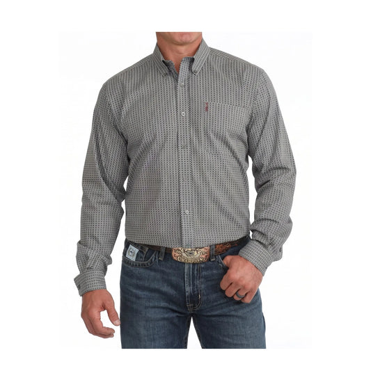 Cinch Men's Modern Fit Blue Print Shirt