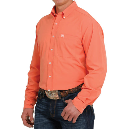 Cinch Men's Shirt Arenaflex Long Sleeve Button Down Coral Clearance