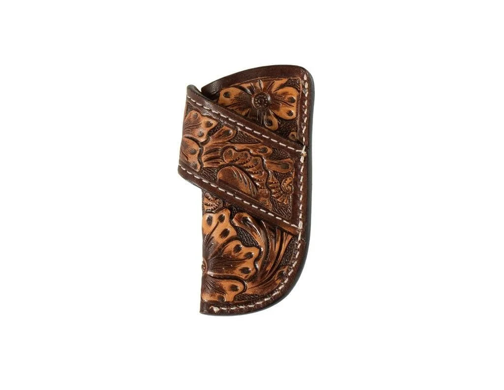 3D Western Knife Sheath Hand Tooled Floral Leather Brown weis-western-wear