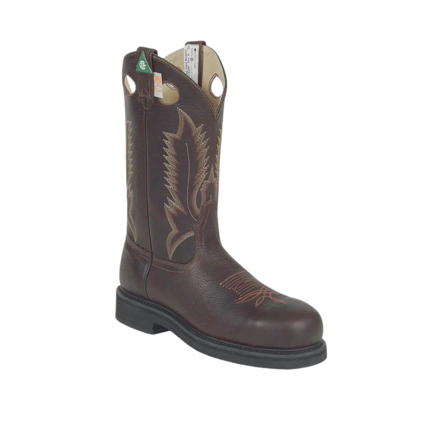 Canada West Men's Work Western Boots 14" CSA Steel Toe, Vibram Sole
