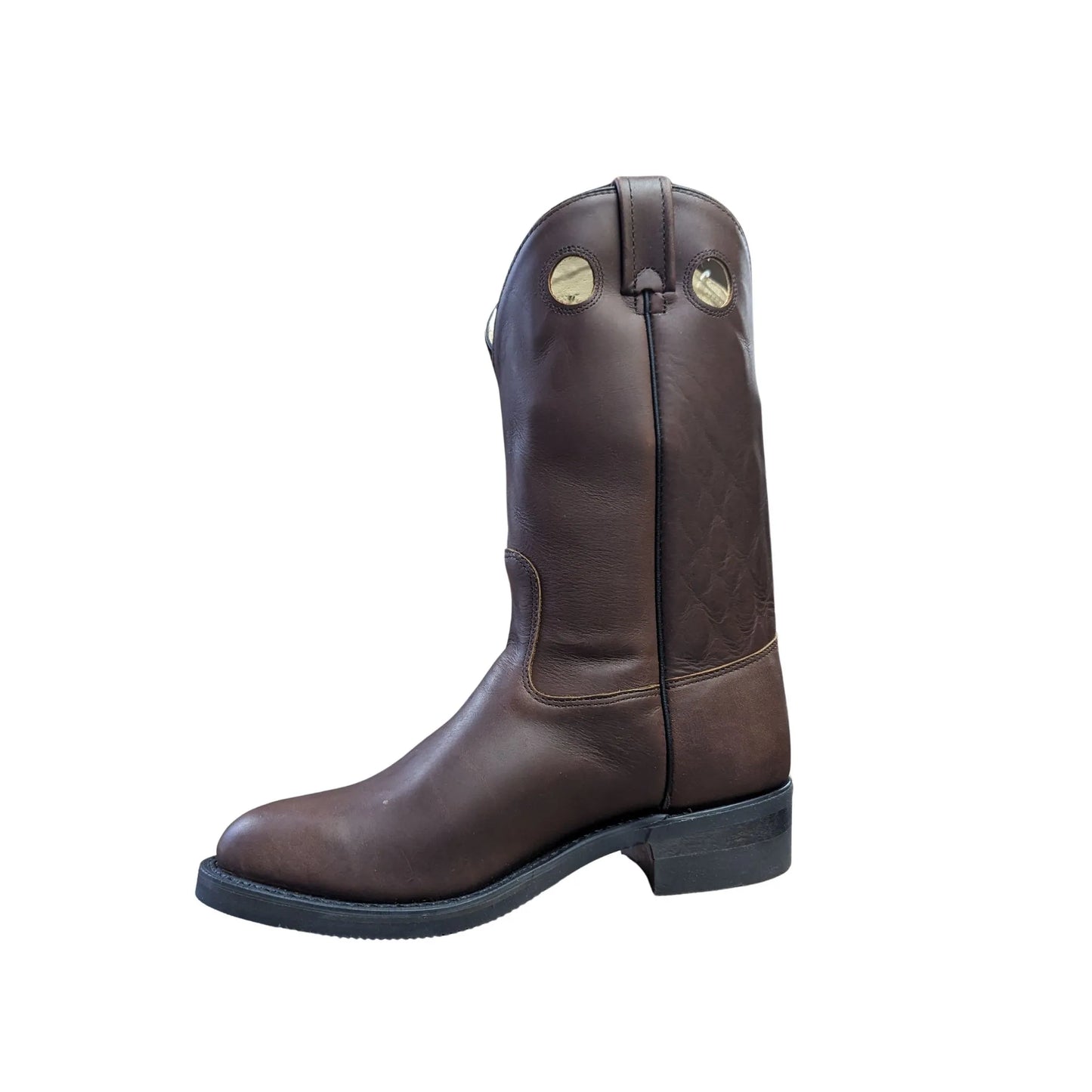 Canada West 5060 soft toe work western boot showing detailed western stitching on the leather shaft.