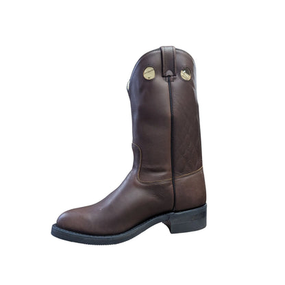 Canada West 5060 soft toe work western boot showing detailed western stitching on the leather shaft.