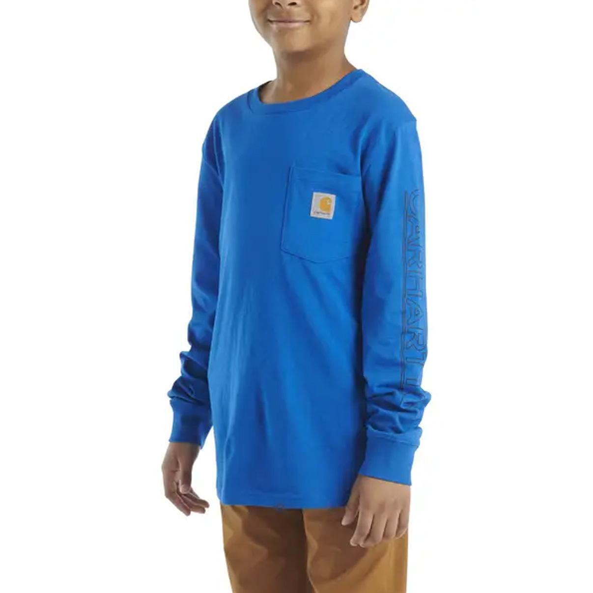 Carhartt Boy's Long Sleeve Graphic Pocket T-Shirt Blue CA6596