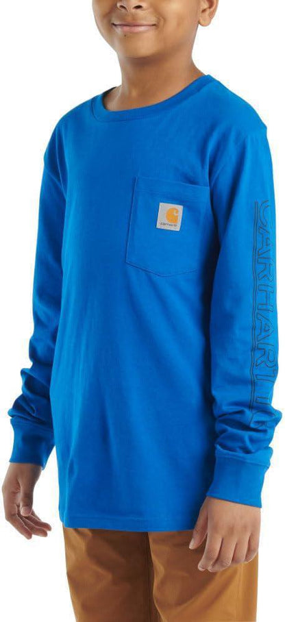 Carhartt Boy's Long Sleeve Graphic Pocket T-Shirt Blue