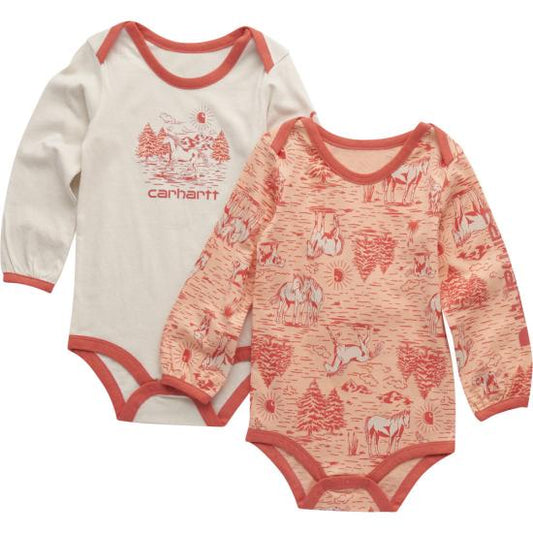 Carhartt Girl's Long Sleeve Farm Print Onesies 2PC Set