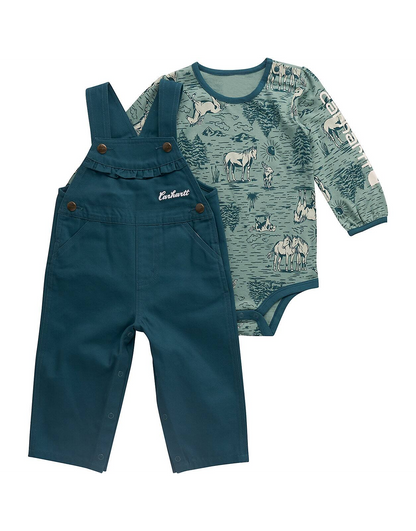 Carhartt Girls' 2-Piece Long Sleeve Bodysuit & Canvas Overall Set Baby weis-western-wear