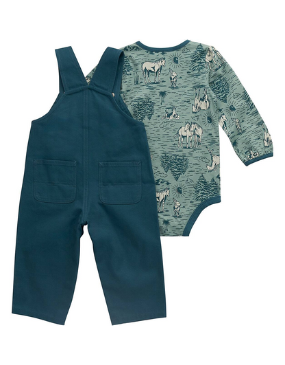 Carhartt Girls' 2-Piece Long Sleeve Bodysuit & Canvas Overall Set Baby weis-western-wear