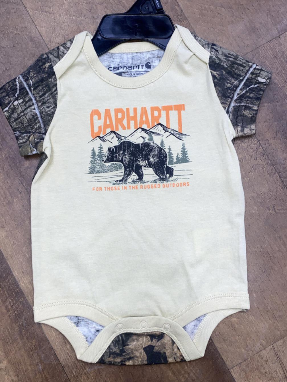 Carhartt Infant Boy's Short Sleeve Camo Bear Onesie weis-western-wear