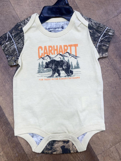 Carhartt Infant Boy's Short Sleeve Camo Bear Onesie weis-western-wear