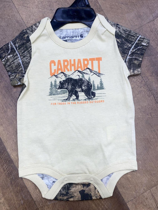 Carhartt Infant Boy's Short Sleeve Camo Bear Onesie weis-western-wear