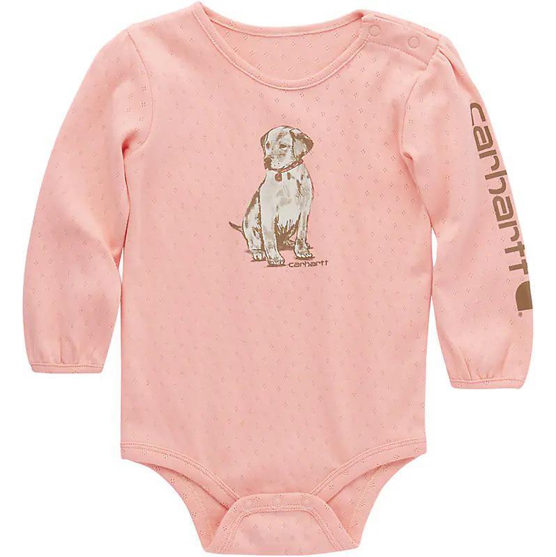 Carhartt Infant Girl's Long Sleeve Puppy BodySuit CA7080-P399