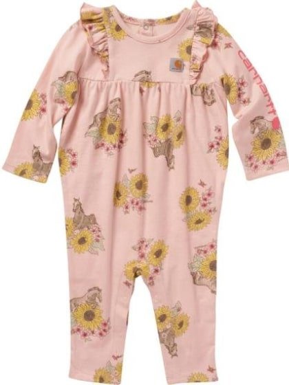 Carhartt Infant Girl’s Onesie Long Sleeve Ruffle Print