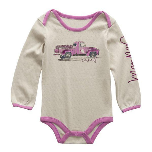 Carhartt Infant Girl's Vintage Flower Truck Long Sleeve Bodysuit