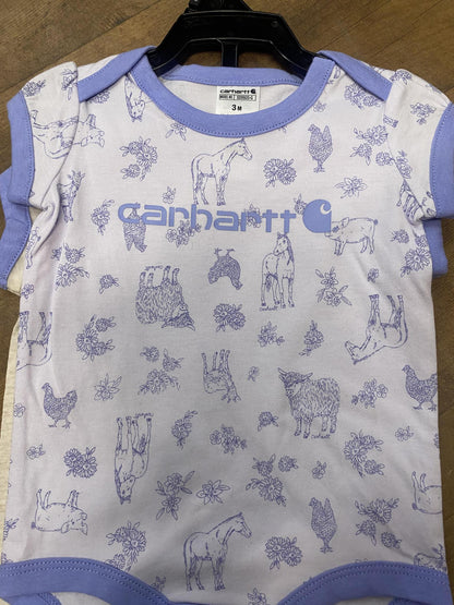 Carhartt Infant Short Sleeve Farm Print Onesie 2 Piece Set weis-western-wear