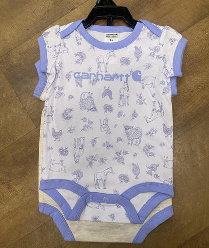 Carhartt Infant Short Sleeve Farm Print Onesie 2 Piece Set weis-western-wear