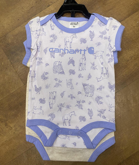 Carhartt Infant Short Sleeve Farm Print Onesie 2 Piece Set weis-western-wear