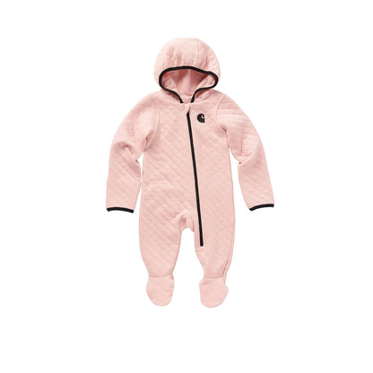 Carhartt Infant & Toddler Girl's Long Sleeve Quilted Footed Coverall Pink