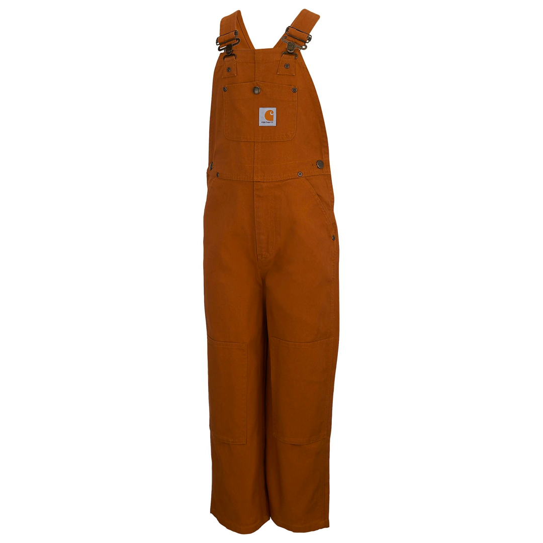 Carhartt Kids' Unisex Loose Fit Canvas Bib Overalls Brown weis-western-wear