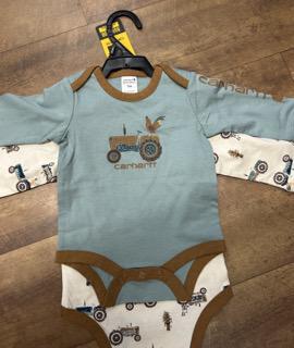 Carhartt Long Sleeve Tractor Bodysuit 2pc Set weis-western-wear