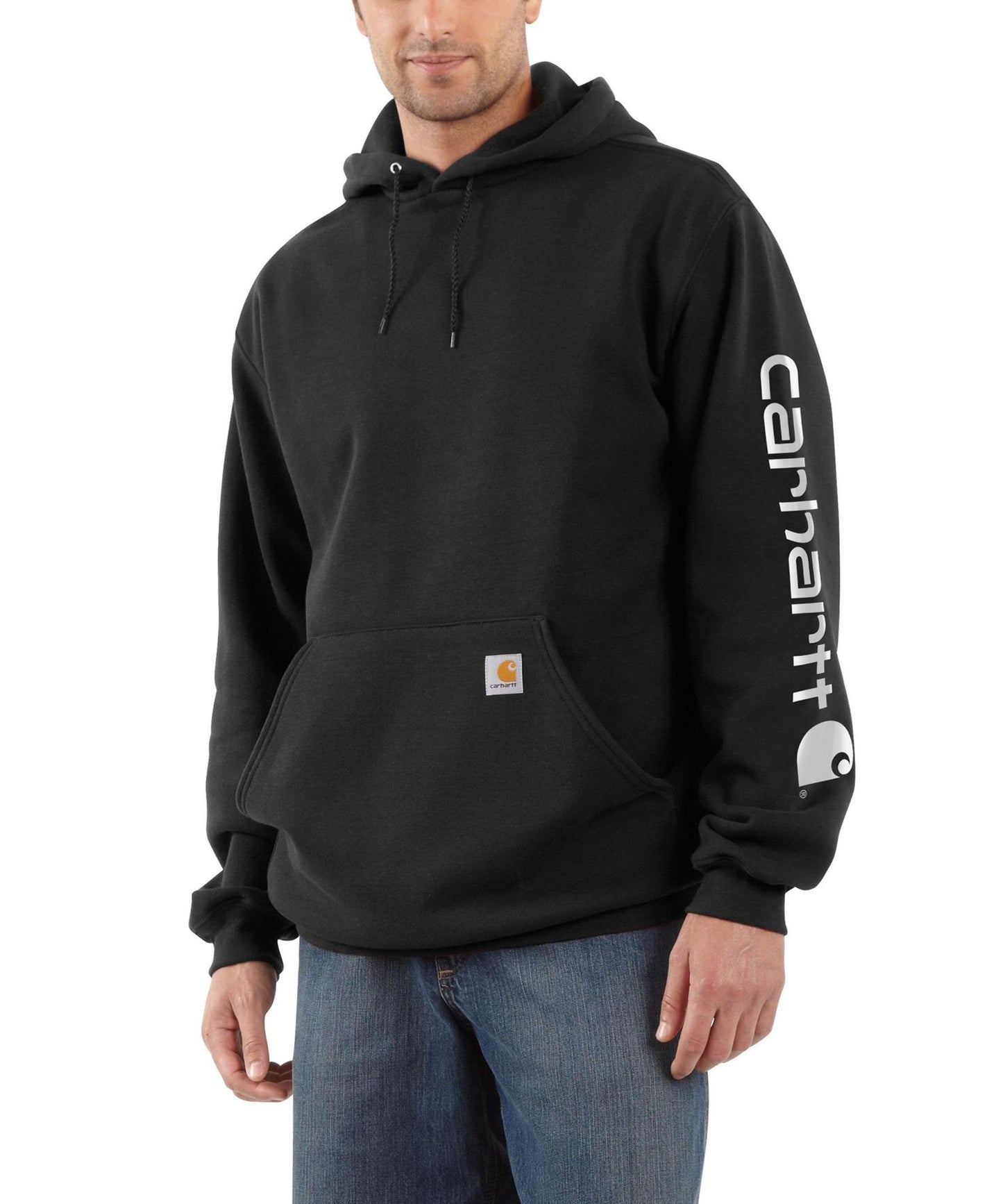 Carhartt Men's Hoodie Loose Fit Midweight Logo Sleeve Pullover