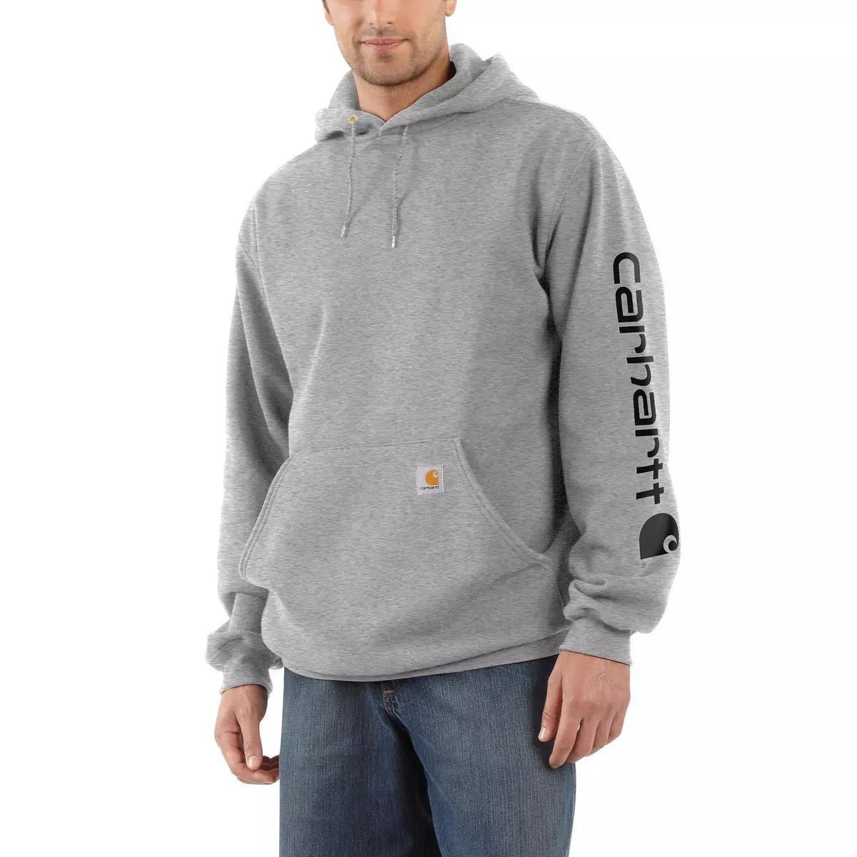 Carhartt Men's Hoodie Loose Fit Midweight Logo Sleeve Pullover