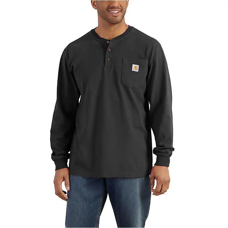 Carhartt Men's Loose Fit Heavyweight Long Sleeve Henley Pocket T-Shirt K128