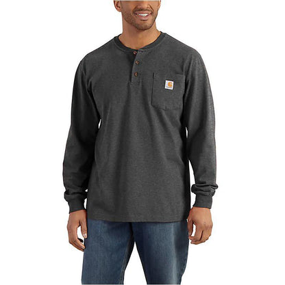 Carhartt Men's Loose Fit Heavyweight Long Sleeve Henley Pocket T-Shirt K128