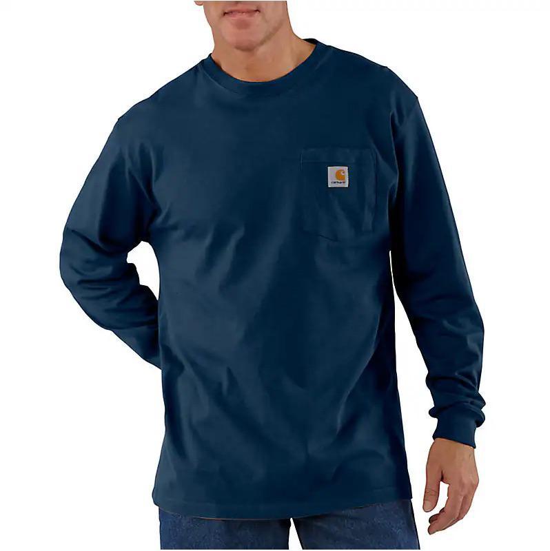 Carhartt Men's Loose Fit Heavyweight Long Sleeve Pocket T-Shirt K126-NVY