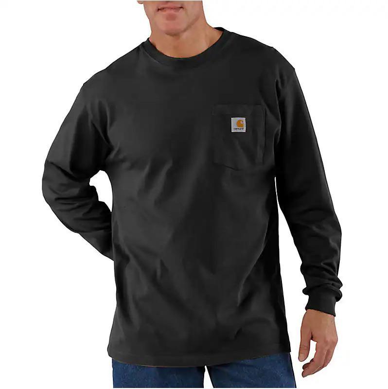 Carhartt Men's Loose Fit Heavyweight Long Sleeve Pocket T-Shirt K126-BLK