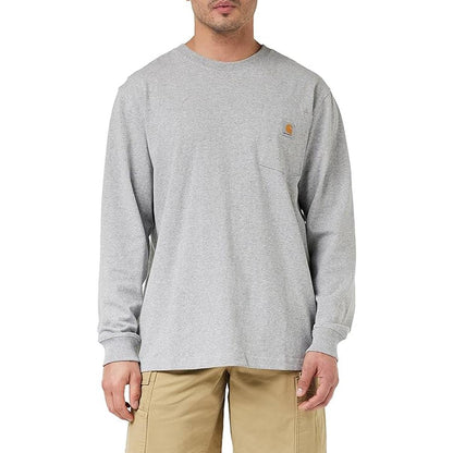 Carhartt Men's Loose Fit Heavyweight Long Sleeve T-Shirt With Pocket K126-HGY