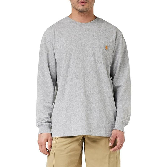 Carhartt Men's Loose Fit Heavyweight Long Sleeve T-Shirt With Pocket K126-HGY