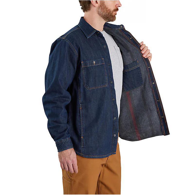 Carhartt Men's Relaxed Fit Denim Fleece Lined Snap Jacket 105605