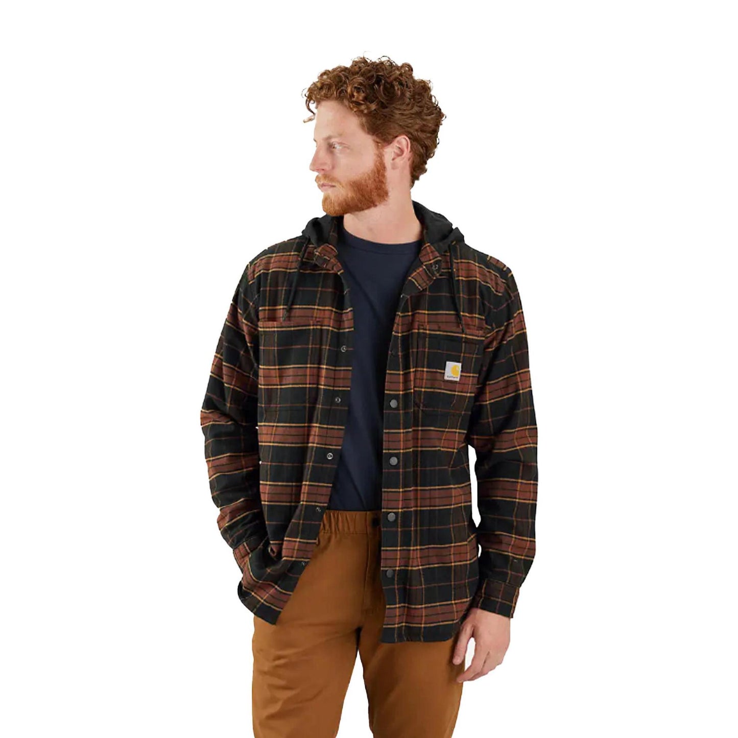 Carhartt Men's Rugged Flex Relaxed Fit Flannel Fleece-Lined Hooded Shirt Jacket 106353