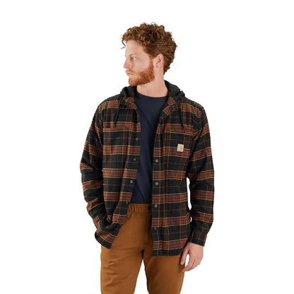 Carhartt Men's Rugged Flex Relaxed Fit Flannel Fleece-Lined Hooded Shirt Jacket 106353