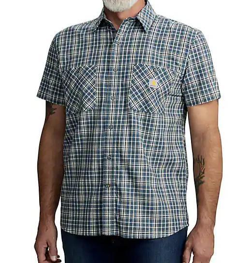 Carhartt Men's Rugged Flex Relaxed Fit Lightweight Plaid Short Sleeve Shirt
