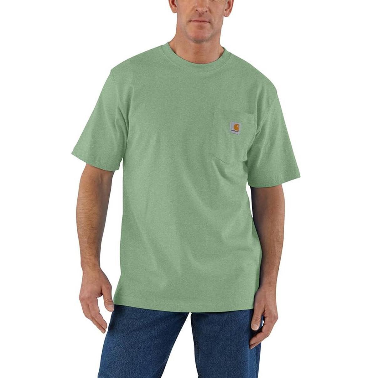 Carhartt Men's Shirt Loose Fit Heavyweight Short-Sleeve Pocket Loden Frost K87-GAO