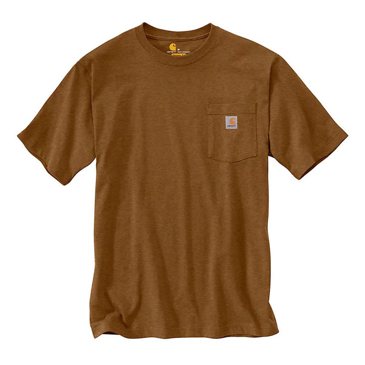 Carhartt Men's Shirt Loose Fit Heavyweight Short-Sleeve Pocket Oiled Walnut K87-B00